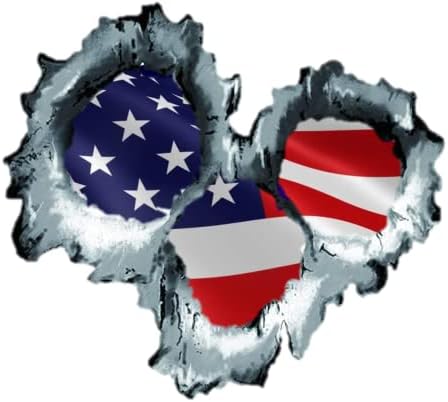 שלוש חורי כדור דגל אמריקאים מדבקת 3D | מדבקות כובע קשיח - ארהב גלשן אלדר חשמלאי פיגום ריתוך מדבקות איחוד